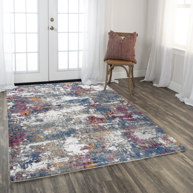 Tapis gris / bleu Pavert, Rectangle 5 pi 2 po x 7 pi 9 po