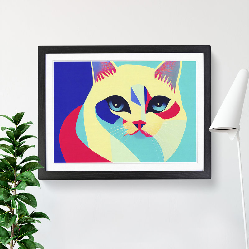 Abstract Cat Vol.3 - Single Picture Frame Print, Black, 34cm H x 46cm W x 2cm D