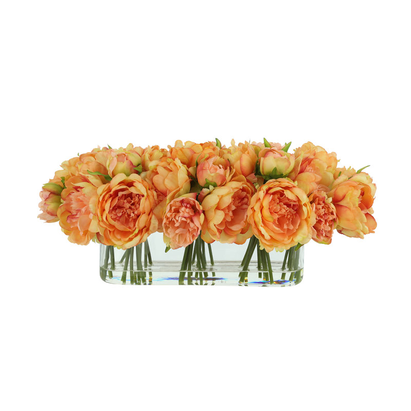 Peonies Arranged in a Glass Vase, Orange