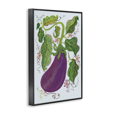 Whimsical Detail Eggplant Framed Giclee, design by Kay Widdowson