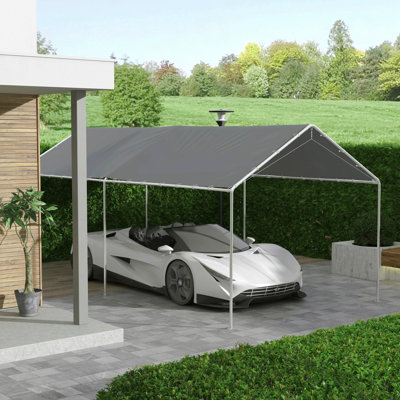 10' X 20' Carport Replacement Top Canopy Cover, Uv Resistant And Water Resistant Car Port Portable Garage Tent Cover With Ball Bungee Cords, Dark Gray, Only Cover