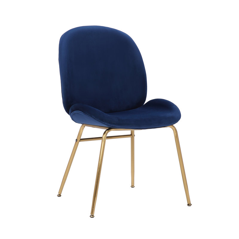 Chaise d'appoint rembourrée en velours Gleno, Bleu