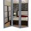 Paravent 3 panneaux en bois pliable avec miroir, blanc et argent-302181156