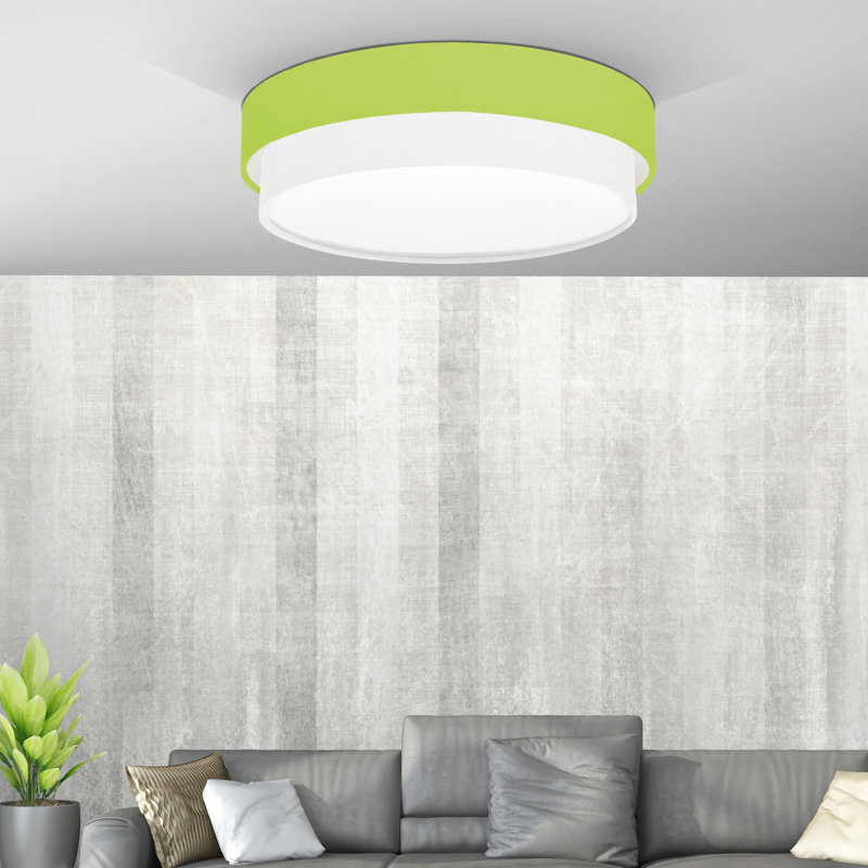 Avory Fabric Flush Mount, Neon Green  / White