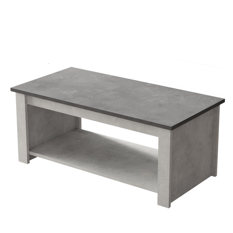 Table basse à tréteaux avec rangement, Gris clair, gris