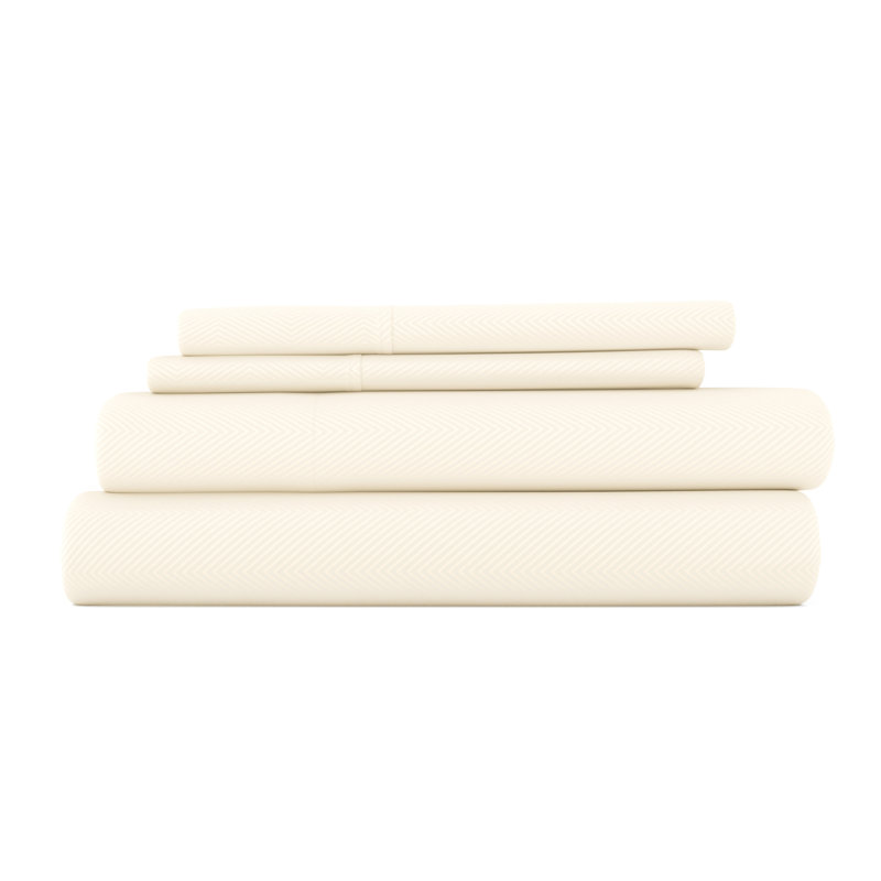 Simply Soft™ Chevron Embossed Bed Sheet Set, King, Ivory