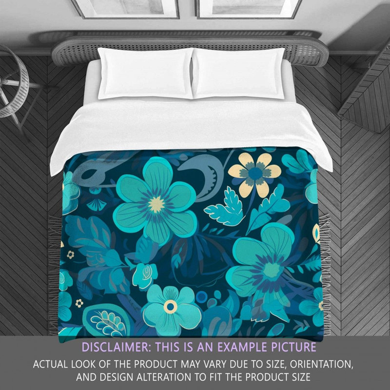 Machine Printed Comforter, Queen Comforter, Blue Floral