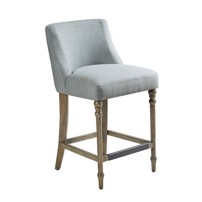 Tabouret de comptoir rembourré de 25 po - Ensemble d'assemblage de repose-pieds et de pieds en bois massif bleu avec revêtement pour une protection durable