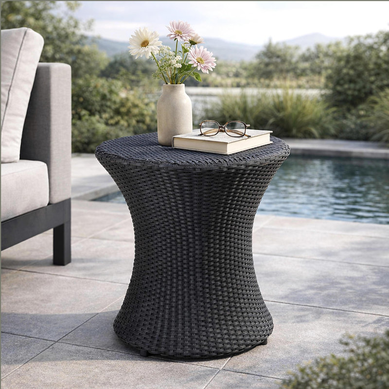 Rattan Table with No Glass Top, Black