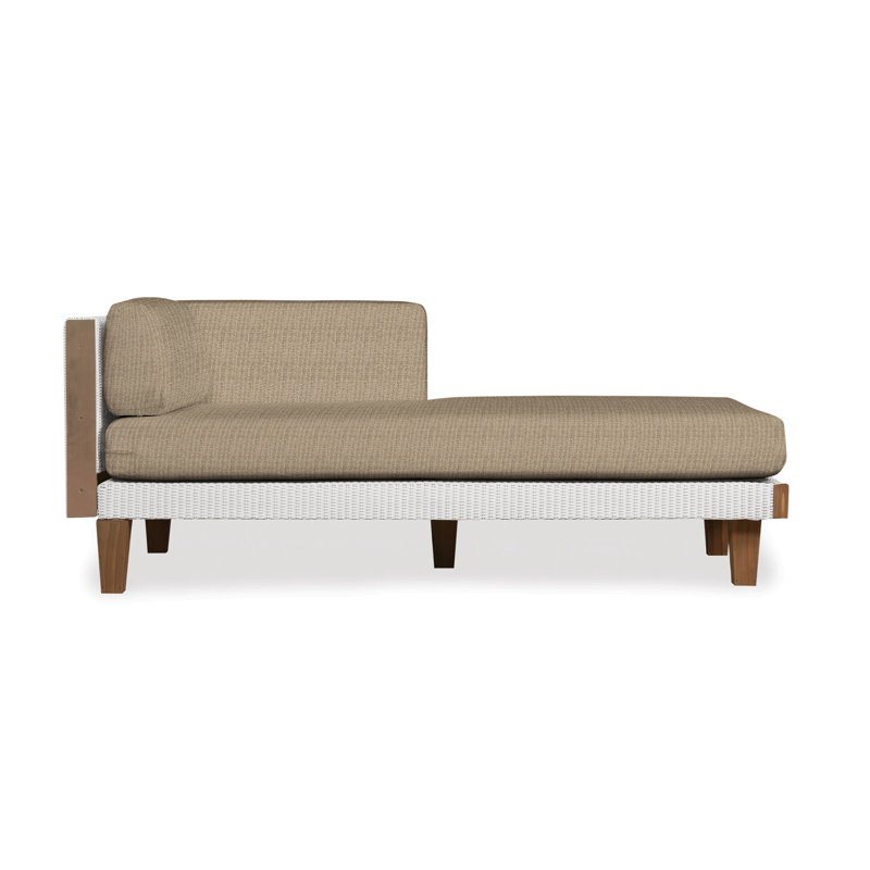 Catalina Outdoor Teak Chaise Lounge, Callen Pearl, White