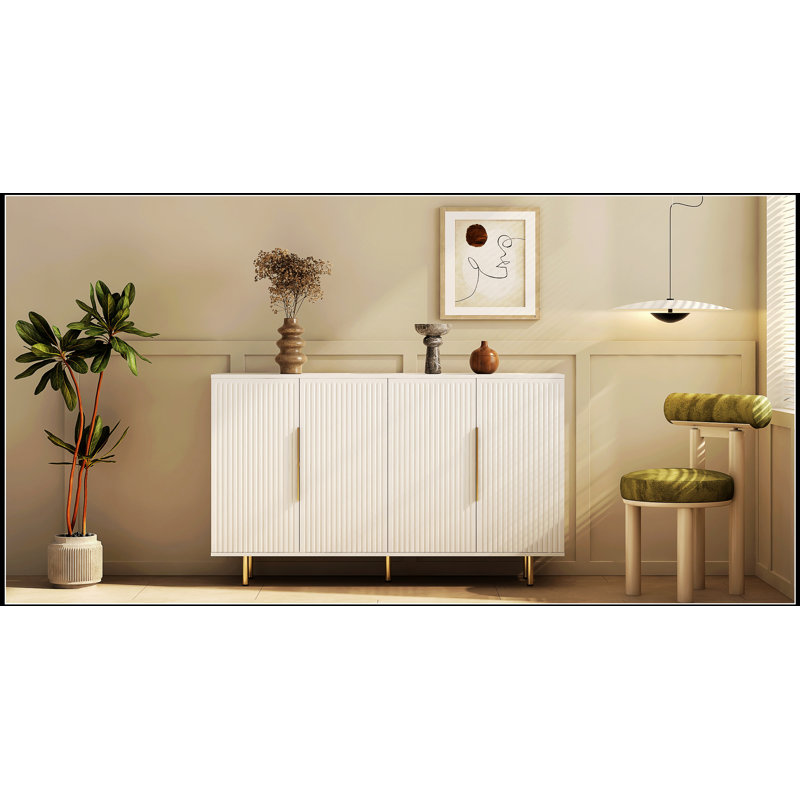 Élégante armoire décorative avec tablettes réglables et rangement spacieux, parfaite pour les intérieurs modernes et Mid-Century.