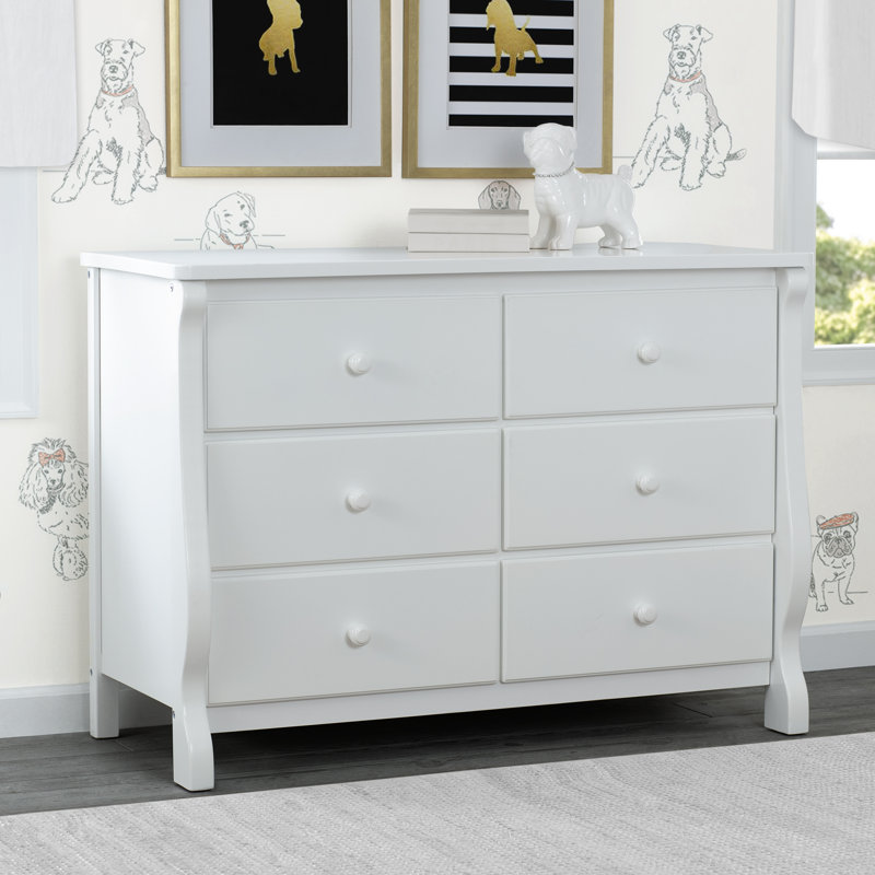 White Double Nursery Dresser with Interlocking Drawers