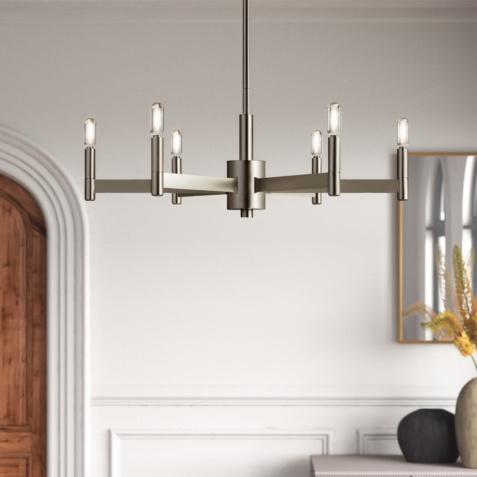 Tuscany Dimmable Chandelier, Natural Brass, 9.25'' H X 26'' W X 26'' D