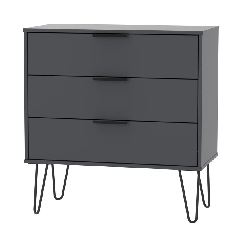 Fully Assembled Menifee 3 Drawer Chest, Graphite