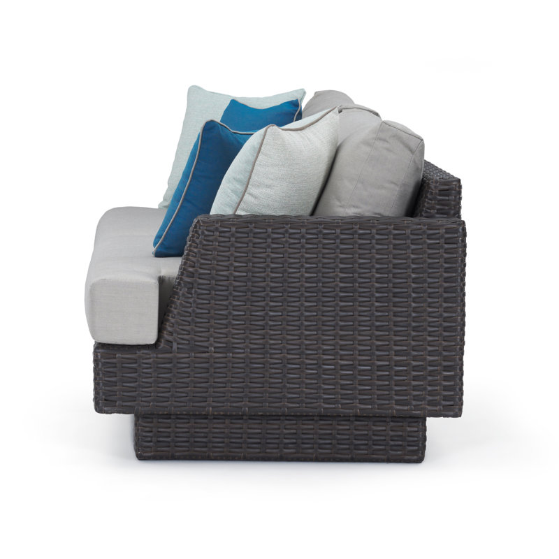 Canapé de patio d'extérieur en osier avec coussins Sunbrella Jorolf, Gris, Brun