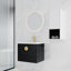 24" Bathroom Vanity With Ceramic Sink And Side Compartment Unit - Black Chestnut Tone Rack Finish