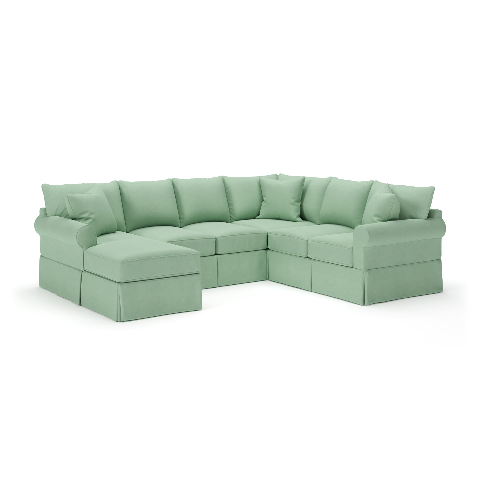 Amari Slipcovered U-Sectional, Bayou Spray Canvas, Left Hand Facing