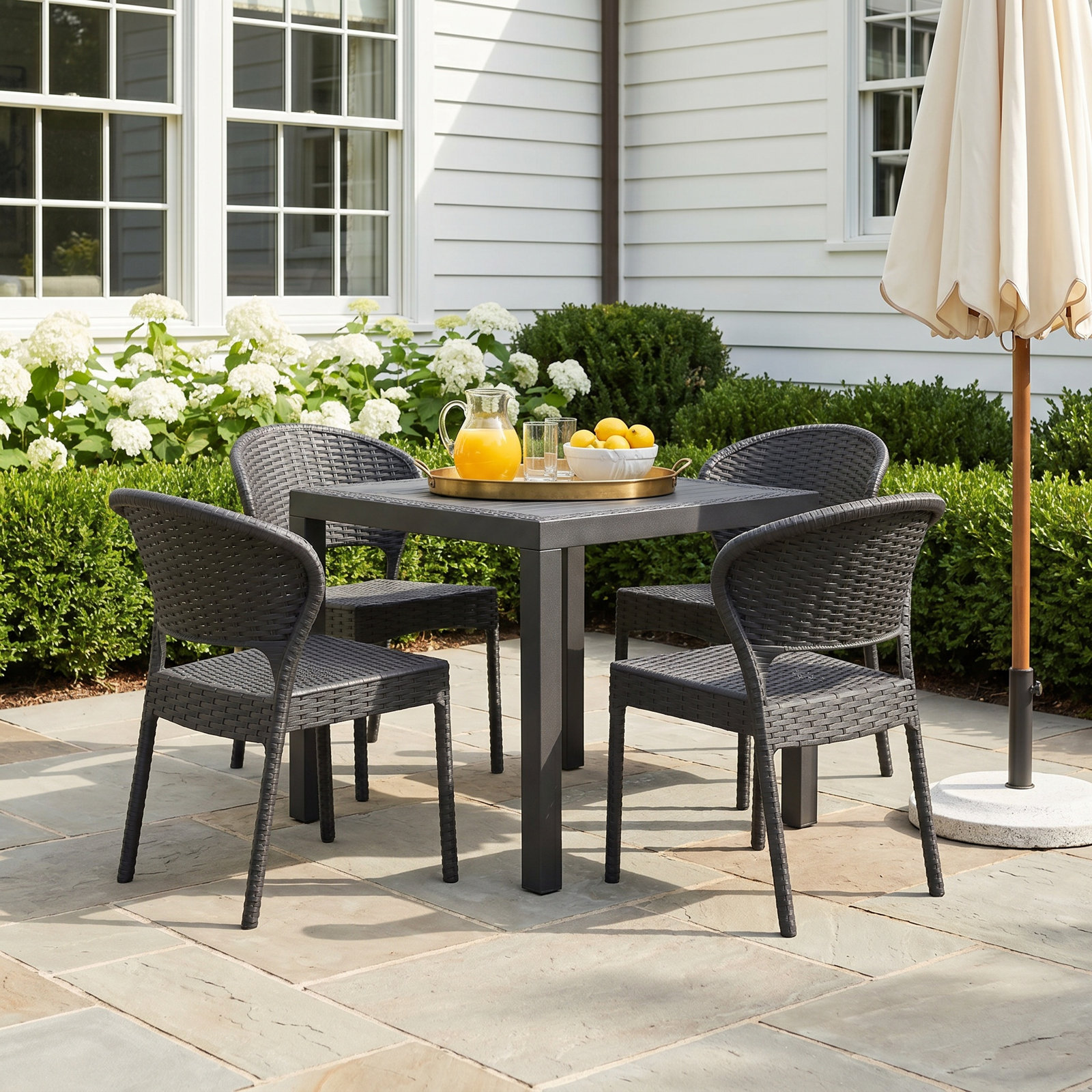 Helden 32" Patio Dining Set, Dark Gray