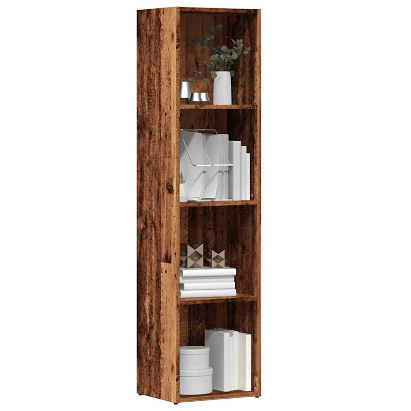 Abelia Bookcase, (4 Shelves) 143cmH x 36cmW x 30cmD, Old Wood