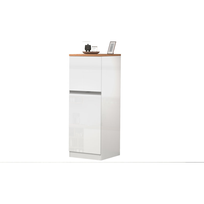 Pameal 164.5cm Kitchen Pantry, Oak Wood/White