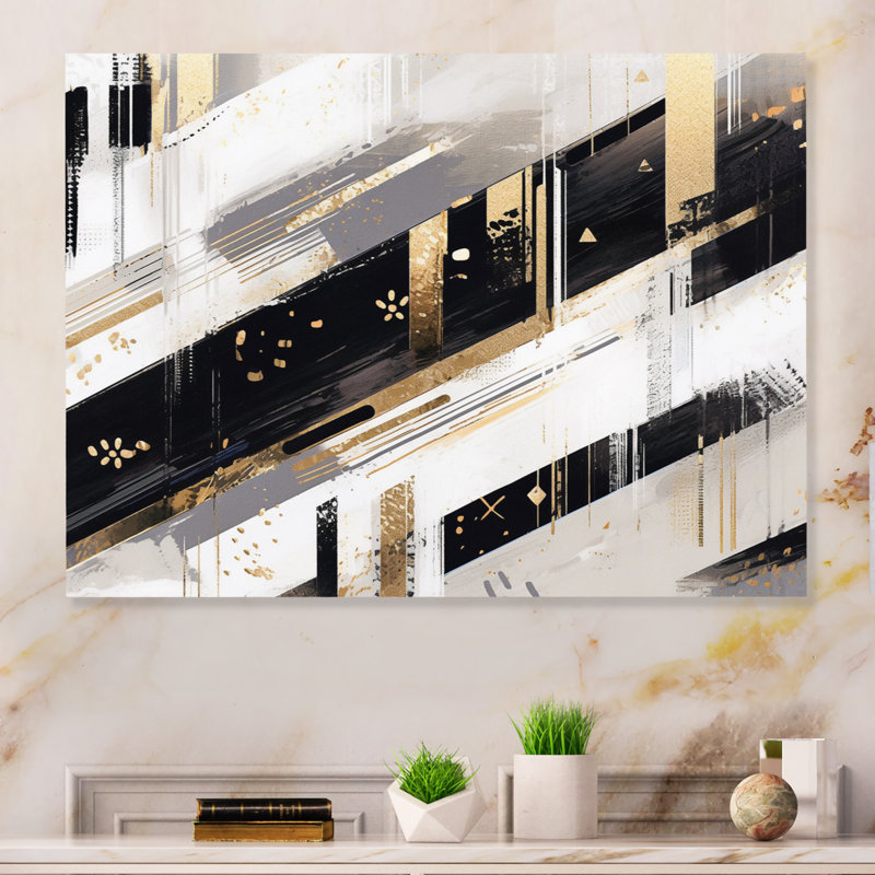 Abstract Gold and Black wall art: Gold Black Bold Stripes