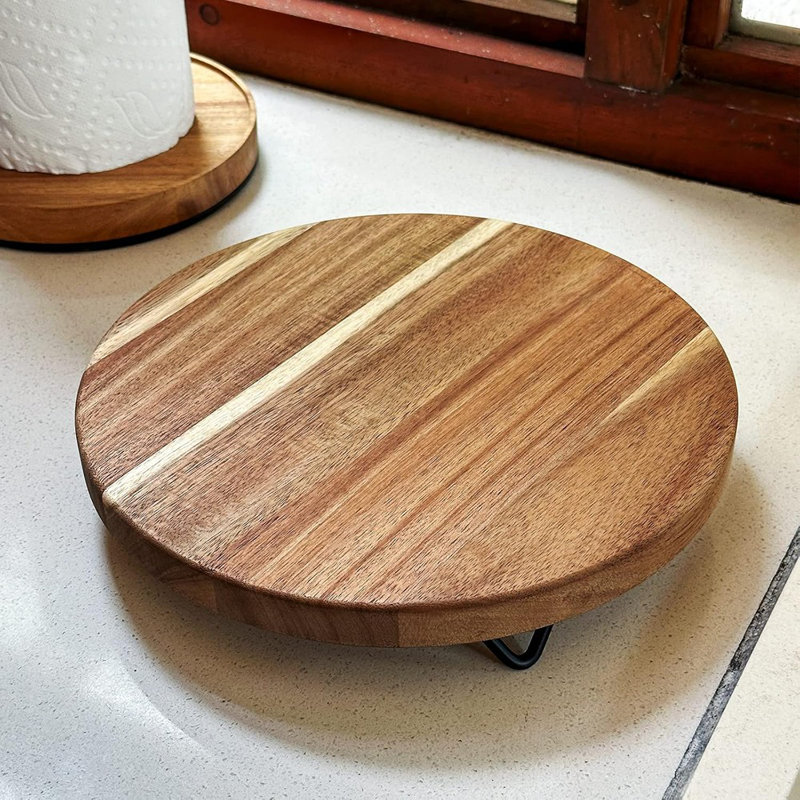 Plateau rond en bois, plateau pour piédestal, décoration de maison de campagne et organisation de comptoir
