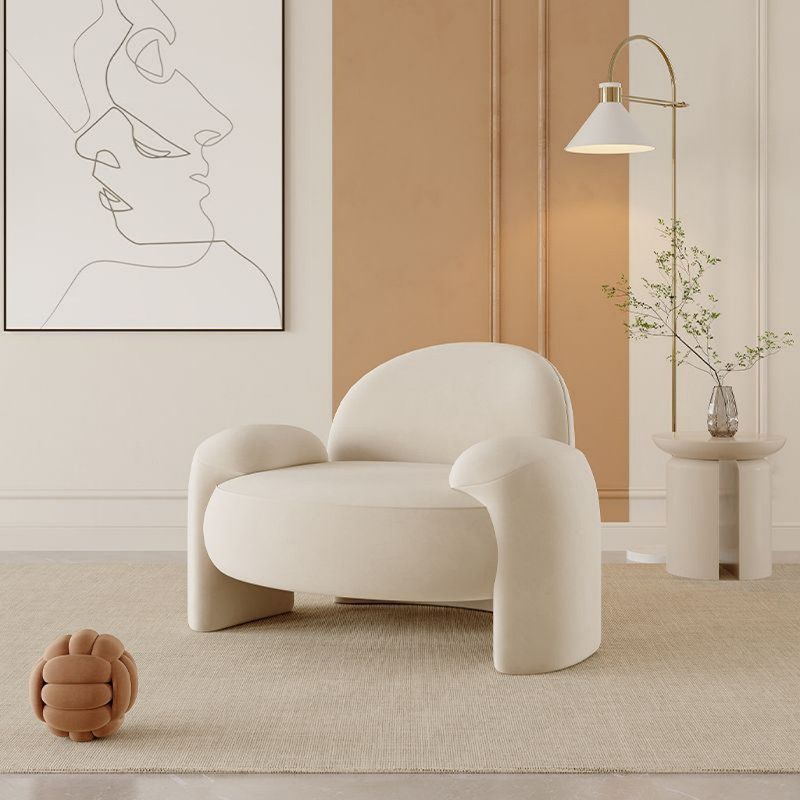 Modern Minimalist Single Sofa(Set of 2), Off White