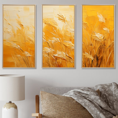 «Sunset Meadow Golden Landscape», ensemble d'art mural sur toile Meadow