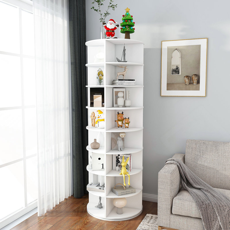 Rotating Shoe Rack Tower, 8-Tier Spinning Storage Organizer, Free Standing 360° Revolving Shoe Holder, Holds 32 Pairs Of Shoes (8-Tier, White)