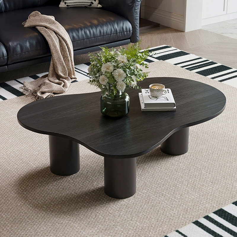Table basse moderne en bois massif noir, H 14,17 po x L 47,24 po x l 27,56 po, Noir