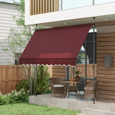 Auvent de terrasse rétractable en polyester l 118,1 po x P 118,1 po Outsunny