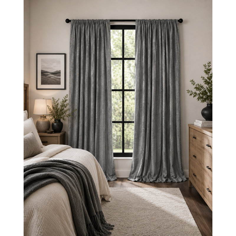 Beldon Blackout Curtain Single Panel, Black, 54" x 96"