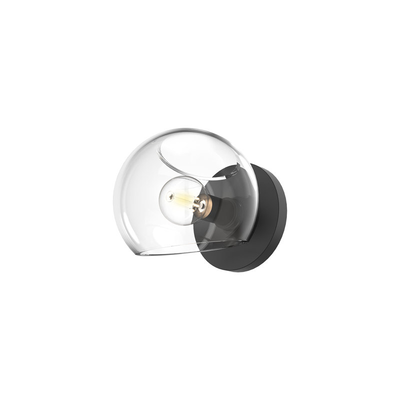 Éclairage pour meuble-lavabo Willow, Noir mat, 1, Verre transparent