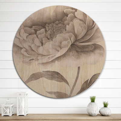 Blossoming Peony In Shades Of Grey II - Unframed Print on Wood