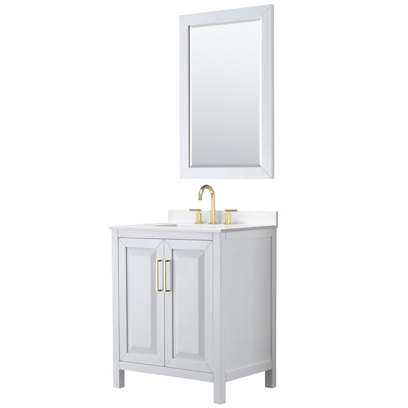Daria 30'' W Single Vanity, Matte Black, Gray, White Quartz
