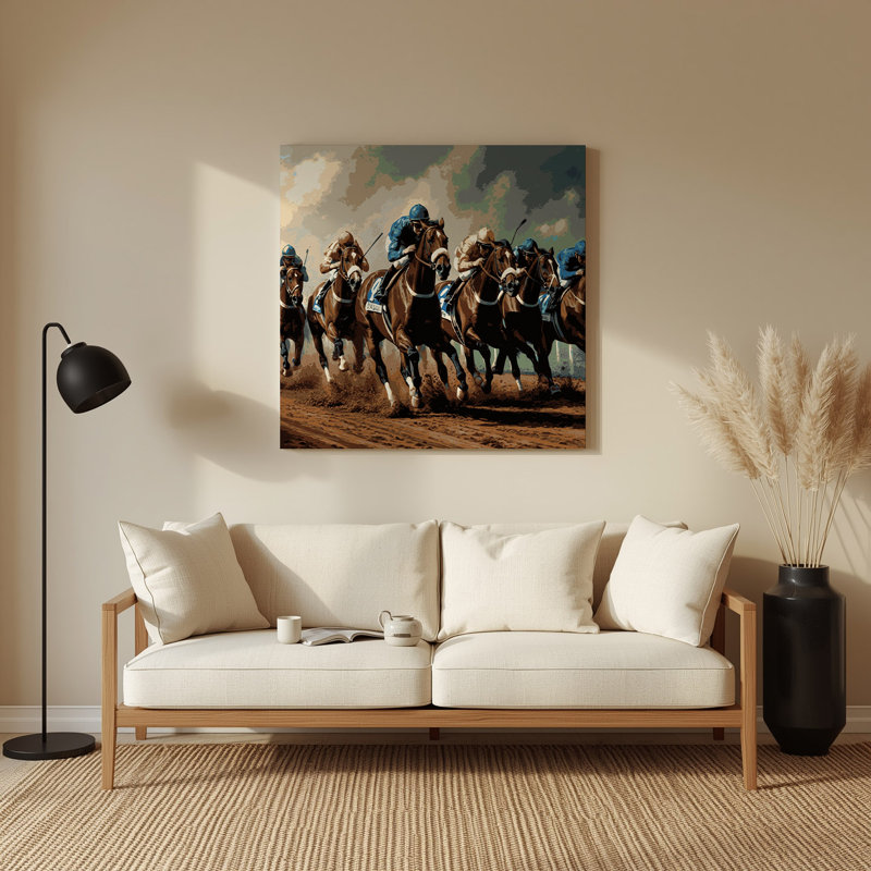 Sports Horse Racing Grey Metal Wall Art