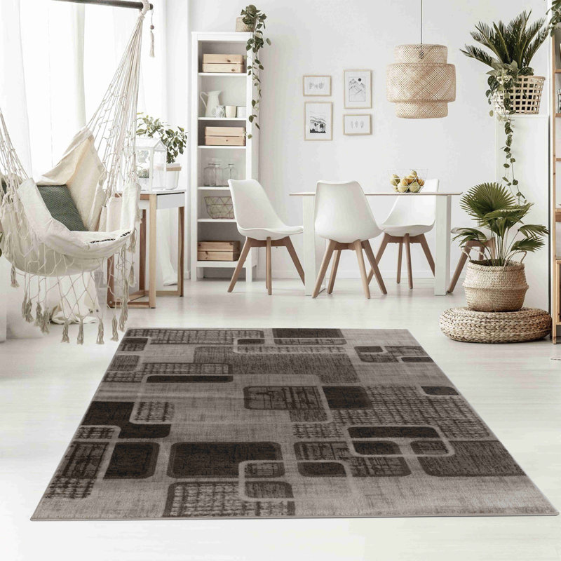 Tapis d'intérieur / brun à motif géométrique brun / beige 5 pi x 8 pi (5 pi 3 po x 7 pi 7 po) de Branch Branch