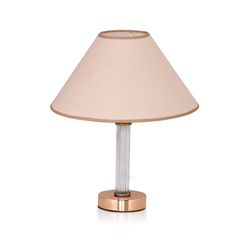 Lampe de table en métal, Or / transparent, Crème