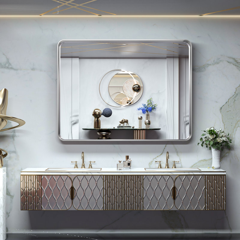 Miroir mural Brayner, Argent, 36 po x 48 po