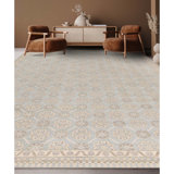 Hand-Knotted High-Quality Multi-Colored and Light Blue Area Rug