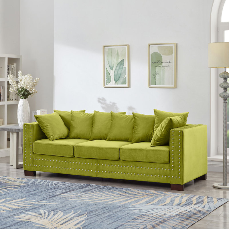 Velours rembourré avec accoudoirs carrés décoratifs Modern Design, Vert