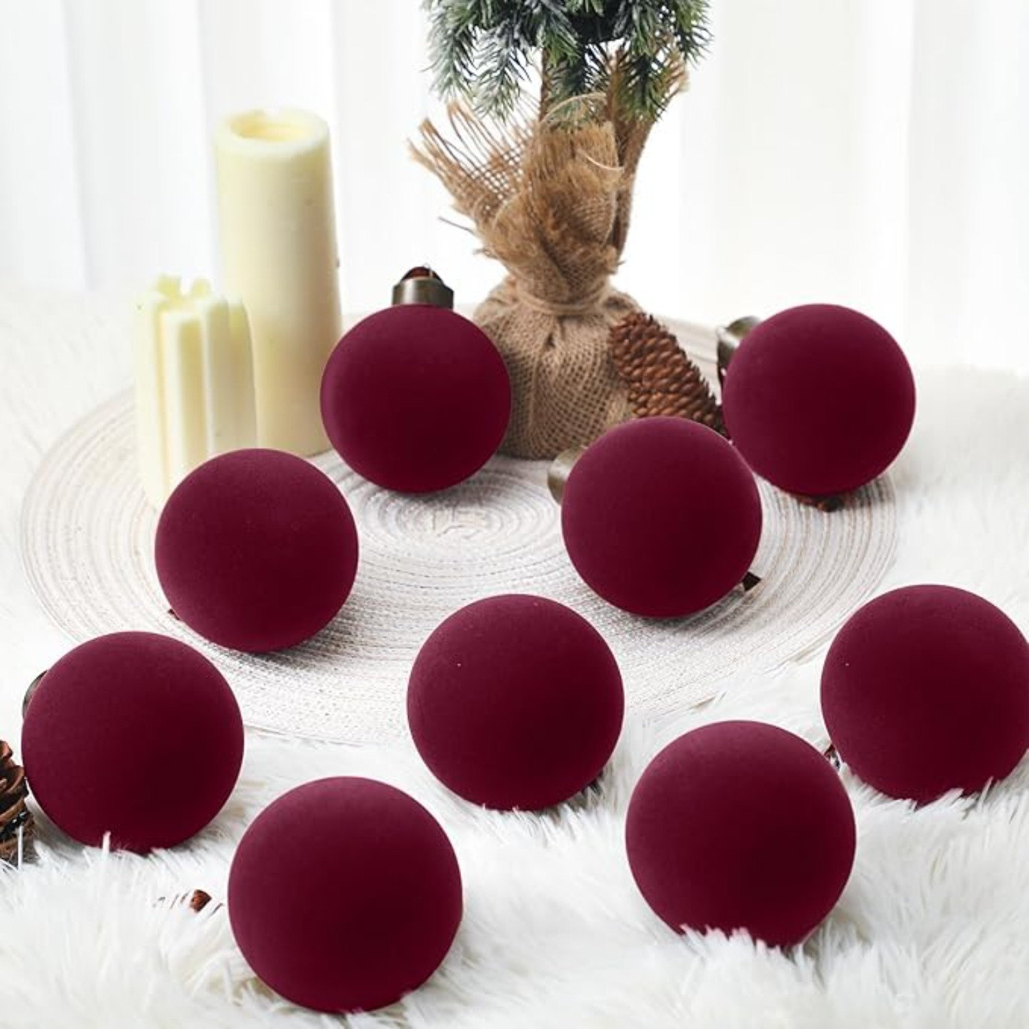 3" Velvet Bauble, Burgundy