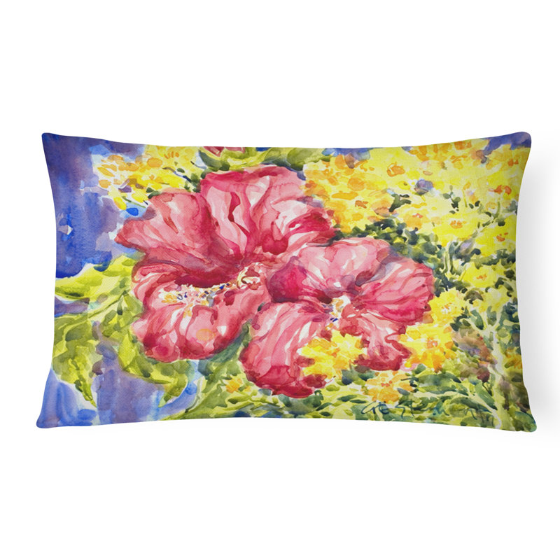 Hibiscus Floral Outdoor Throw Pillow