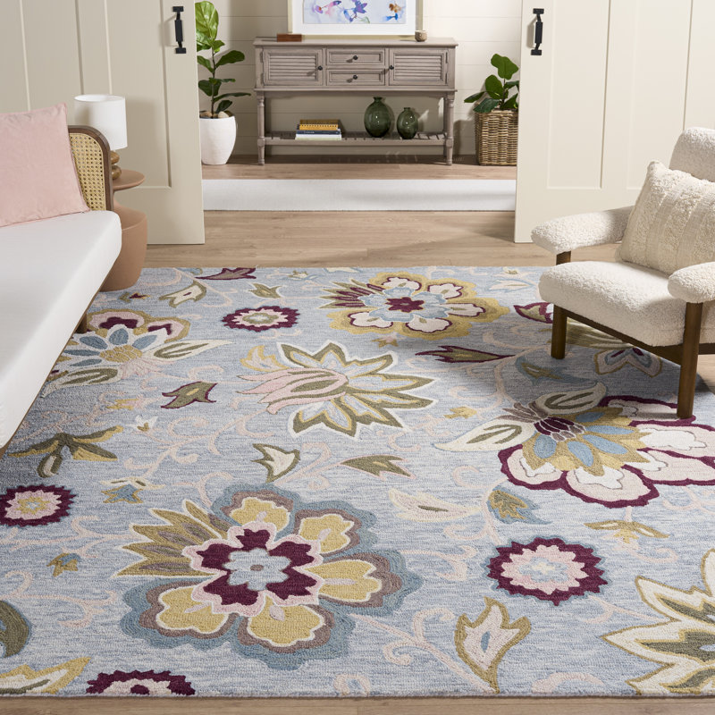 Blossom Hand Tufted Wool, Cotton Floral Indoor Rug, Rectangle 8' x 10'