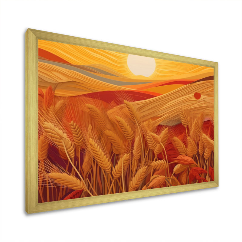 Golden Harvest Cord Field V sur toile, H 24 po x l 32 po x P 1 po, Cadre doré à une seule photo