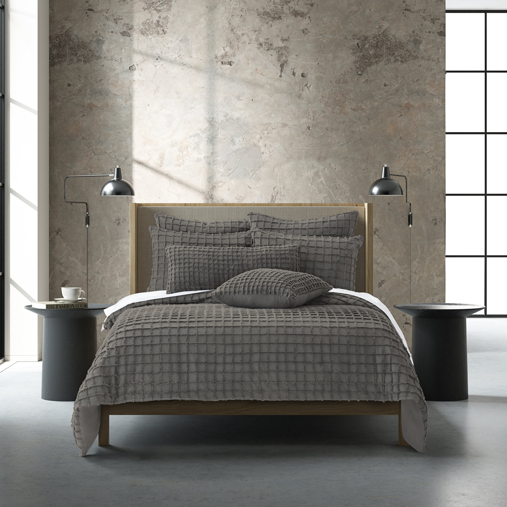 Carter Duvet Cover Set, Queen Duvet Cover + 2 Shams, Gray