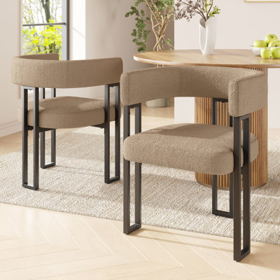 48cm H Metal Armchair in Beige