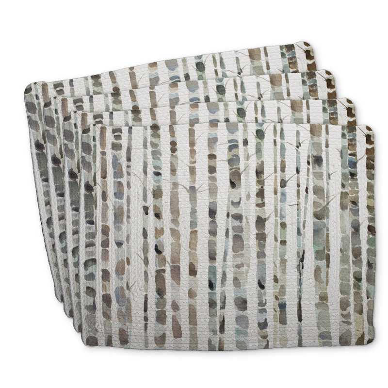 Ensemble de 4 napperons aquarelle bouleau forêt tressée