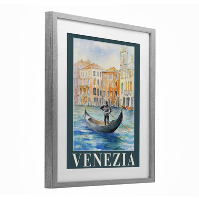 «Venezia Gondola View», reproduction encadrée sous verre, conception de Lanie Loreth
