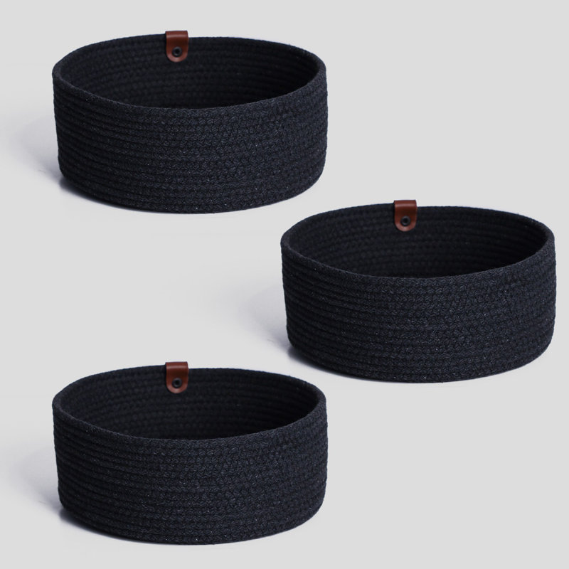 Ebern Designs Cotton Decorative Basket, Black